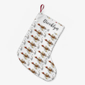 おもしろいランニングカッコいい鶏イラストレーション スモールクリスマスストッキング (正面 (吊り時))