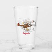 おもしろいランニングカッコいい鶏イラストレーション タンブラーグラス (裏面)