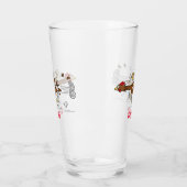 おもしろいランニングカッコいい鶏イラストレーション タンブラーグラス (左)