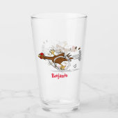 おもしろいランニングカッコいい鶏イラストレーション タンブラーグラス (正面)