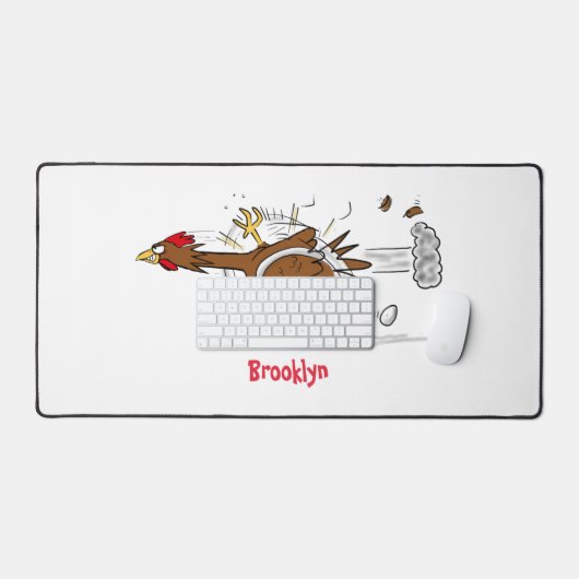 おもしろいランニングカッコいい鶏イラストレーション デスクマット (キーボード&マウス)