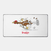 おもしろいランニングカッコいい鶏イラストレーション デスクマット (正面)