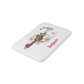 おもしろいランニングカッコいい鶏イラストレーション バスマット (アングル)