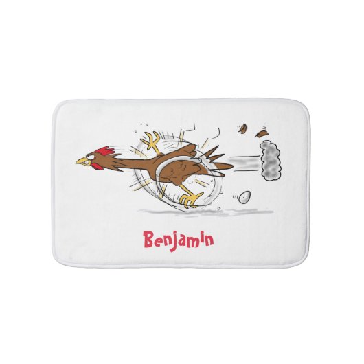 おもしろいランニングカッコいい鶏イラストレーション バスマット (正面)