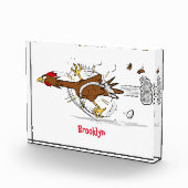 おもしろいランニングカッコいい鶏イラストレーション フォトブロック (右)