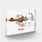 おもしろいランニングカッコいい鶏イラストレーション フォトブロック (左)