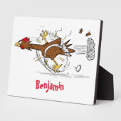 おもしろいランニングカッコいい鶏イラストレーション フォトプラーク (側面)