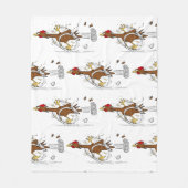 おもしろいランニングカッコいい鶏イラストレーション フリースブランケット (正面)