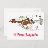 おもしろいランニングカッコいい鶏イラストレーション ポストカード (正面/裏面)