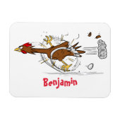 おもしろいランニングカッコいい鶏イラストレーション マグネット (横)