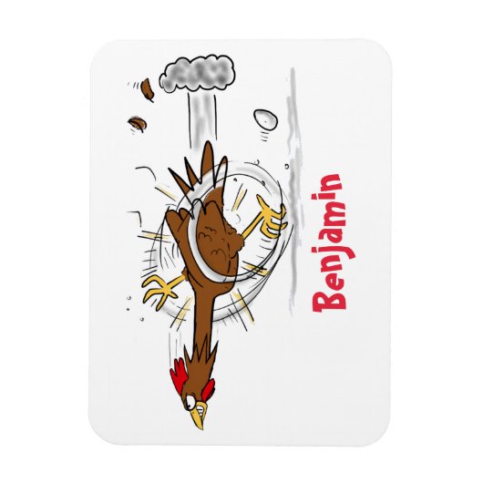 おもしろいランニングカッコいい鶏イラストレーション マグネット (縦)