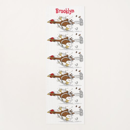 おもしろいランニングカッコいい鶏イラストレーション ヨガマット (正面)