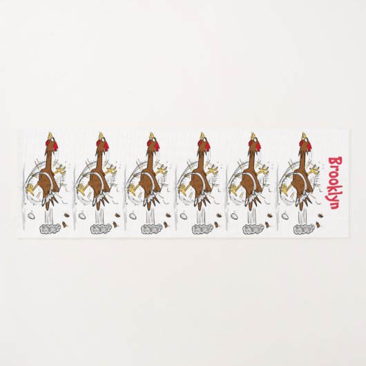 おもしろいランニングカッコいい鶏イラストレーション ヨガマット (正面(横))