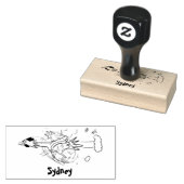 おもしろいランニングカッコいい鶏イラストレーション ラバースタンプ (押印)