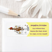 おもしろいランニングカッコいい鶏イラストレーション ラベル (インサイチュ)