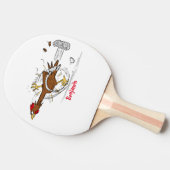 おもしろいランニングカッコいい鶏イラストレーション 卓球ラケット (横)
