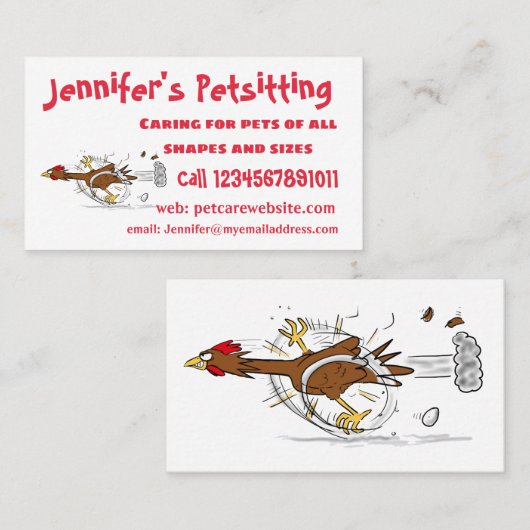 おもしろいランニングカッコいい鶏イラストレーション 名刺 (正面/裏面)
