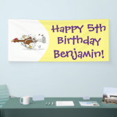 おもしろいランニングカッコいい鶏イラストレーション 横断幕 (トレードショー)