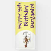 おもしろいランニングカッコいい鶏イラストレーション 横断幕 (縦)