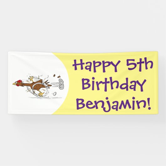 おもしろいランニングカッコいい鶏イラストレーション 横断幕 (横)