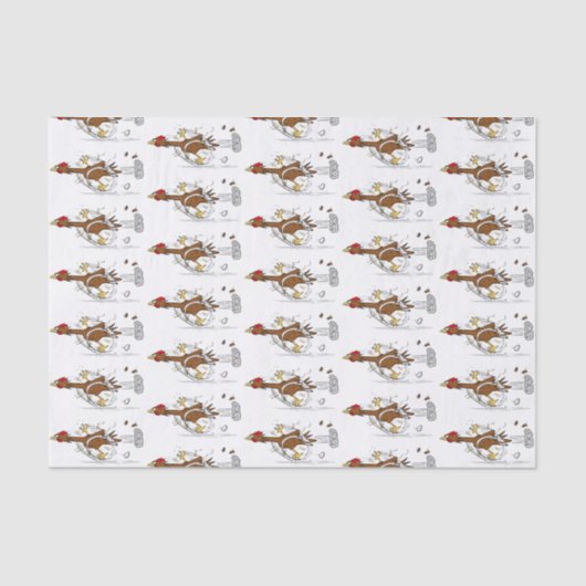 おもしろいランニングカッコいい鶏イラストレーション 薄葉紙 (正面)