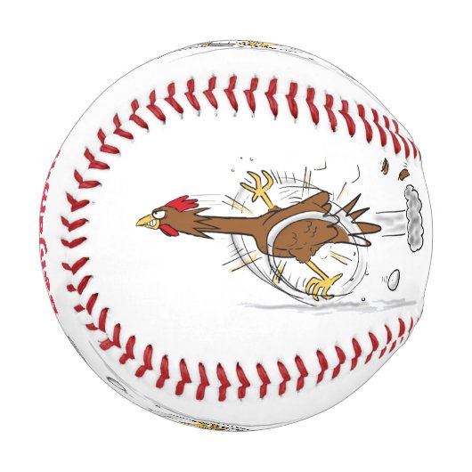 おもしろいランニングカッコいい鶏イラストレーション 野球ボール (正面左)