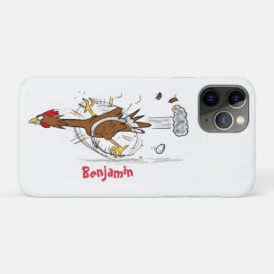 おもしろいランニングカッコいい鶏イラストレーション iPhone 11 PROケース