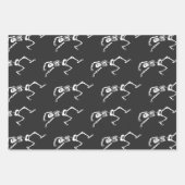 おもしろいランニングスケルトン白黒ハロウィーン ラッピングペーパーシート (正面2)