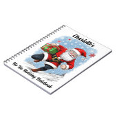 おもしろいランニングスサンタクロースパーソナライズされた ノートブック (左側)