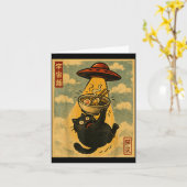 おもしろいラーメンねこ 日本のアニメ UFO メンズ レディース ティーンズ カード (黄色い花)