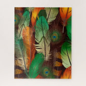 おもしろいリアリスティック羽毛カラフルパターンデザイン ジグソーパズル (縦)