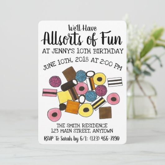 おもしろいリコリス様々な誕生日パーティー 招待状 (スタンド正面)