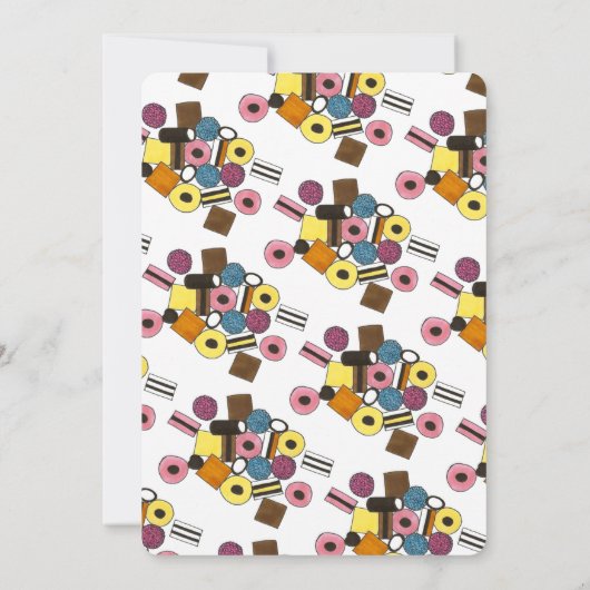 おもしろいリコリス様々な誕生日パーティー 招待状 (裏面)