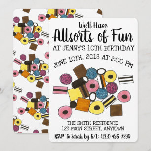 おもしろいリコリス様々な誕生日パーティー 招待状