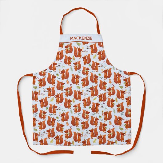 おもしろいリスパーソナライズされたル名 エプロン (正面)