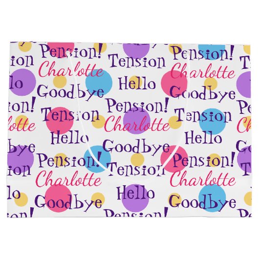 おもしろいリタイアウェイバイヨンテンション引用文 カラフル ラージペーパーバッグ (裏面)