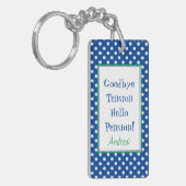 おもしろいリタイアハローペンション引用文ブルー キーホルダー (正面左)