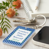 おもしろいリタイアハローペンション引用文ブルー キーホルダー (正面右)