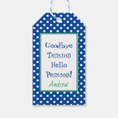 おもしろいリタイアハローペンション引用文ブルー ギフトタグ (正面)