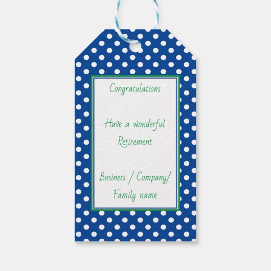 おもしろいリタイアハローペンション引用文ブルー ギフトタグ (裏面)