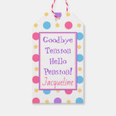 おもしろいリタイアハローペンション引用文 カラフル ギフトタグ (正面)