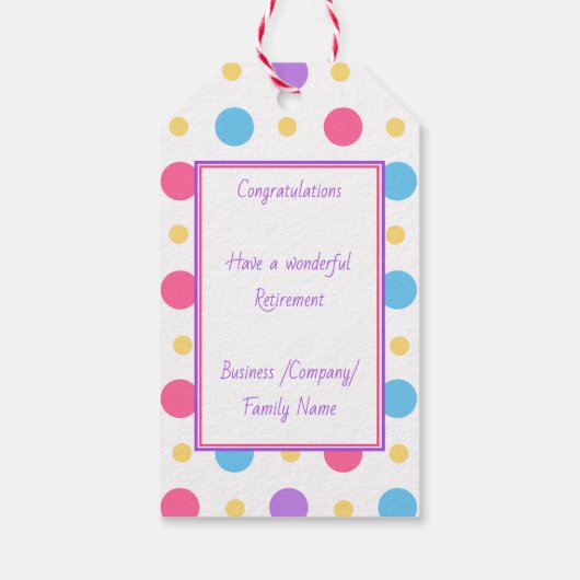 おもしろいリタイアハローペンション引用文 カラフル ギフトタグ (裏面)