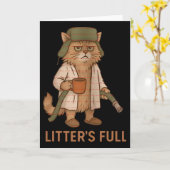 おもしろいリッターのフル猫コーヒー クリスマス 猫ママ C カード (黄色い花)