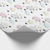 おもしろいリトルヒツジ&ハートパターン ラッピングペーパー (角)