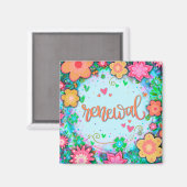 おもしろいリニューアルブルーフローラモダン吸光度 マグネット (正面/裏面)