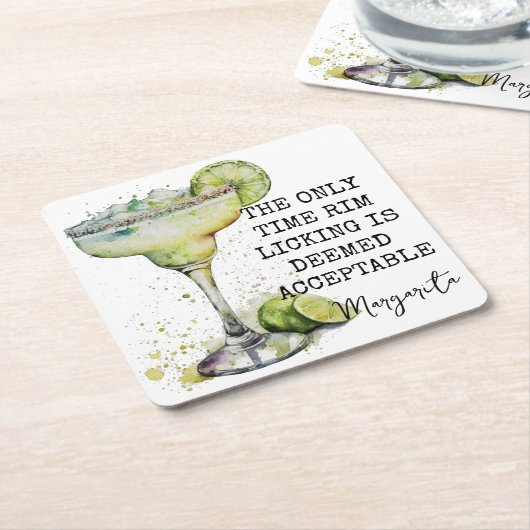 おもしろいリム舐めが許容できると見なされる唯一の時間 スクエアペーパーコースター (アングル)