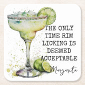 おもしろいリム舐めが許容できると見なされる唯一の時間 スクエアペーパーコースター (正面)