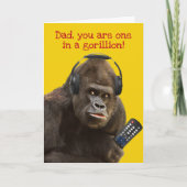 おもしろいリモートとヘッドセット付きゴリラ父の カード (正面)