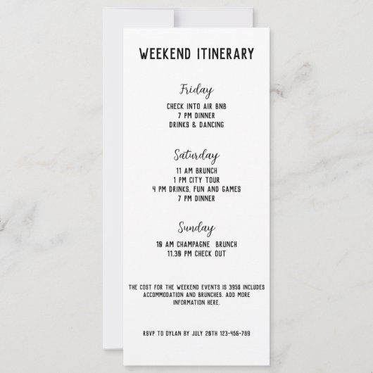 おもしろいリングや輪フィンガーバチェロレッテ週末の旅程 招待状 (裏面)