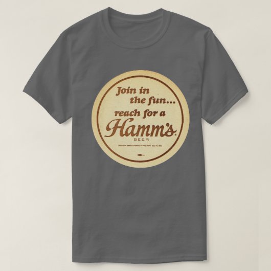 おもしろいリーチに参加してハムズビールを飲む Tシャツ (デザイン正面)